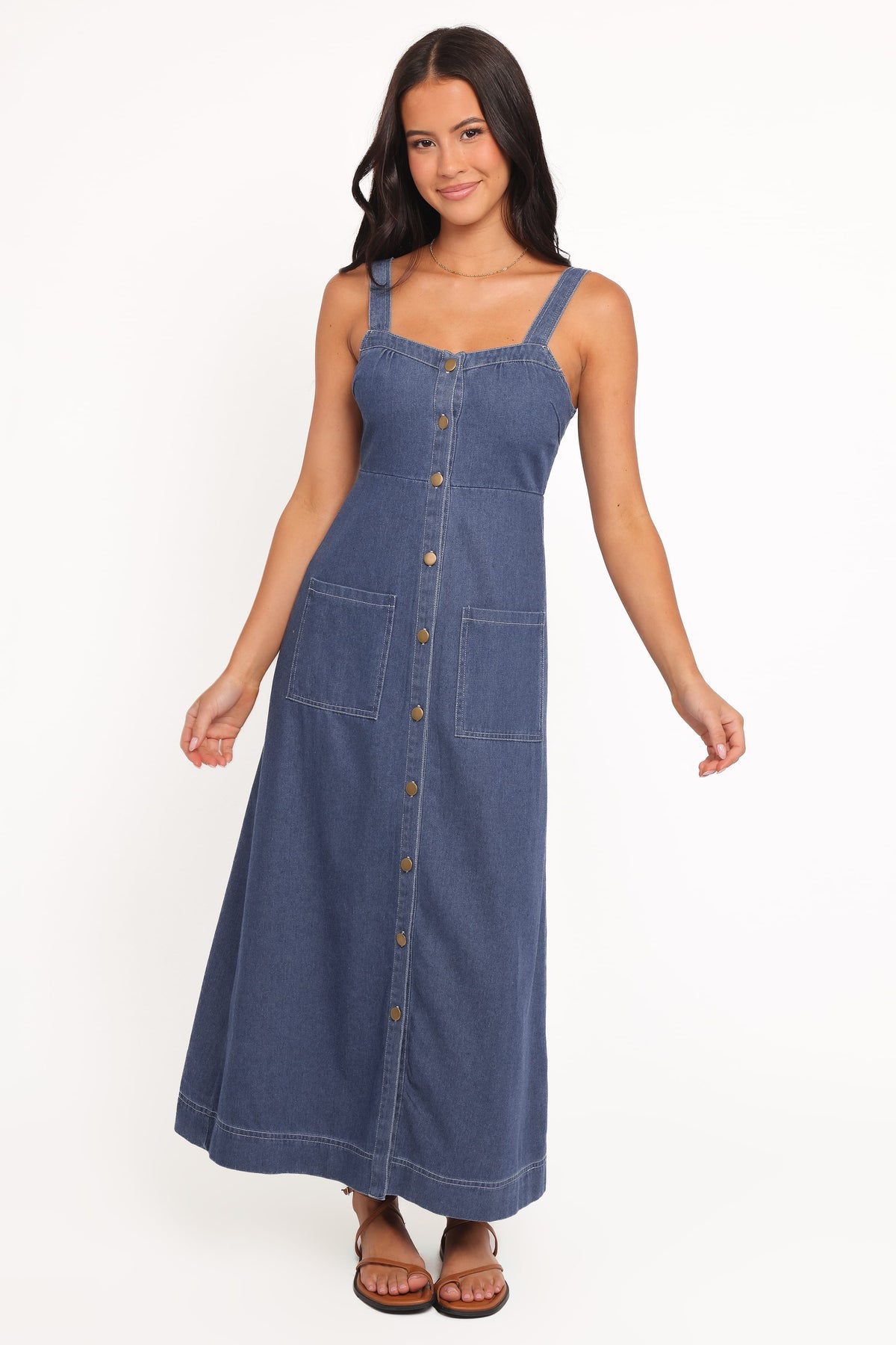 Bettie Midi Dress in Mid Blue Denim – view 5 of 6