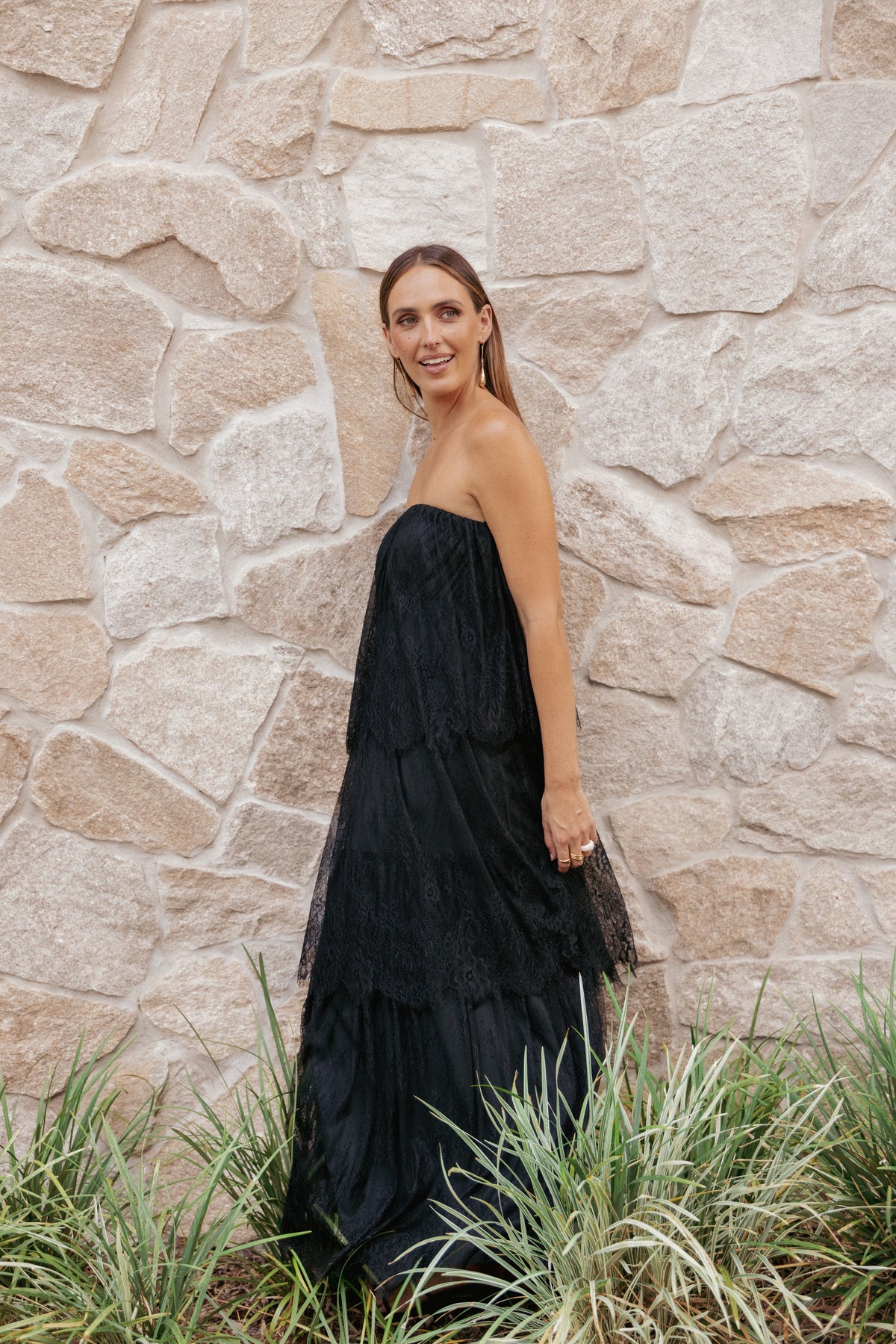 Bloom Strapless Maxi Dress in Black Lace – view 7 of 7