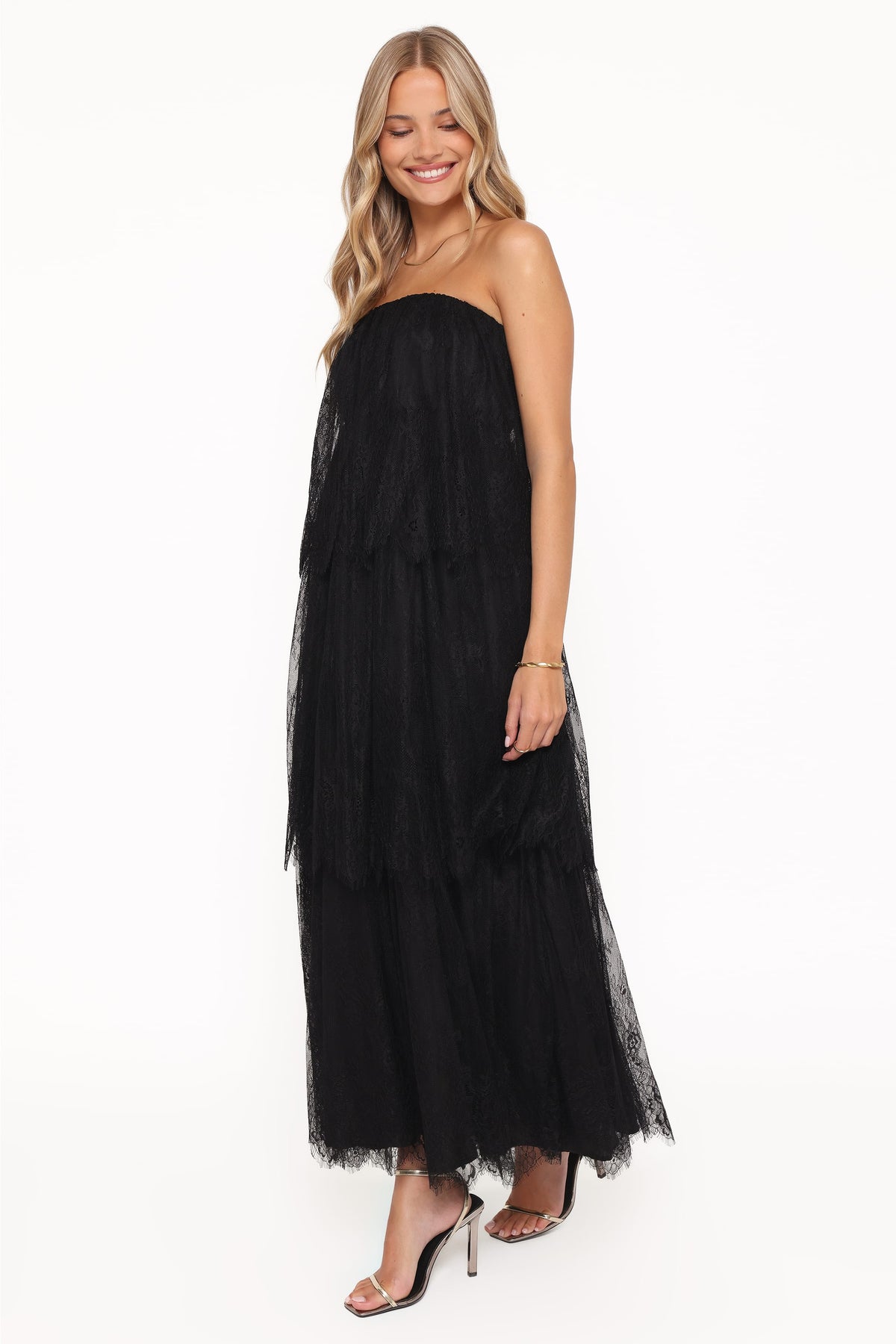Bloom Strapless Maxi Dress in Black Lace – view 4 of 7