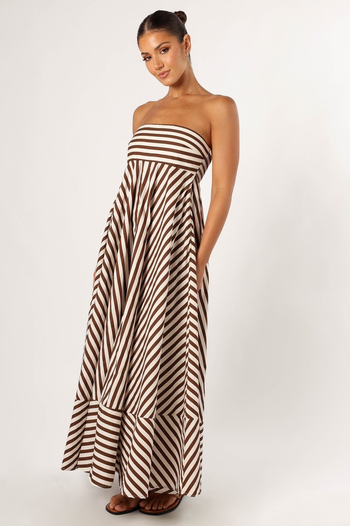 Bowie Strapless Maxi Dress in Chocolate – view 3 of 7
