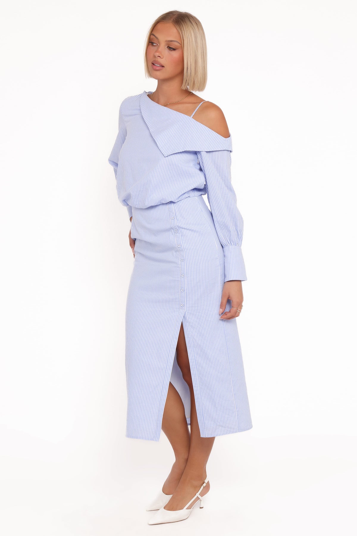 Broderick Midi Dress in Blue Stripe – view 4 of 9