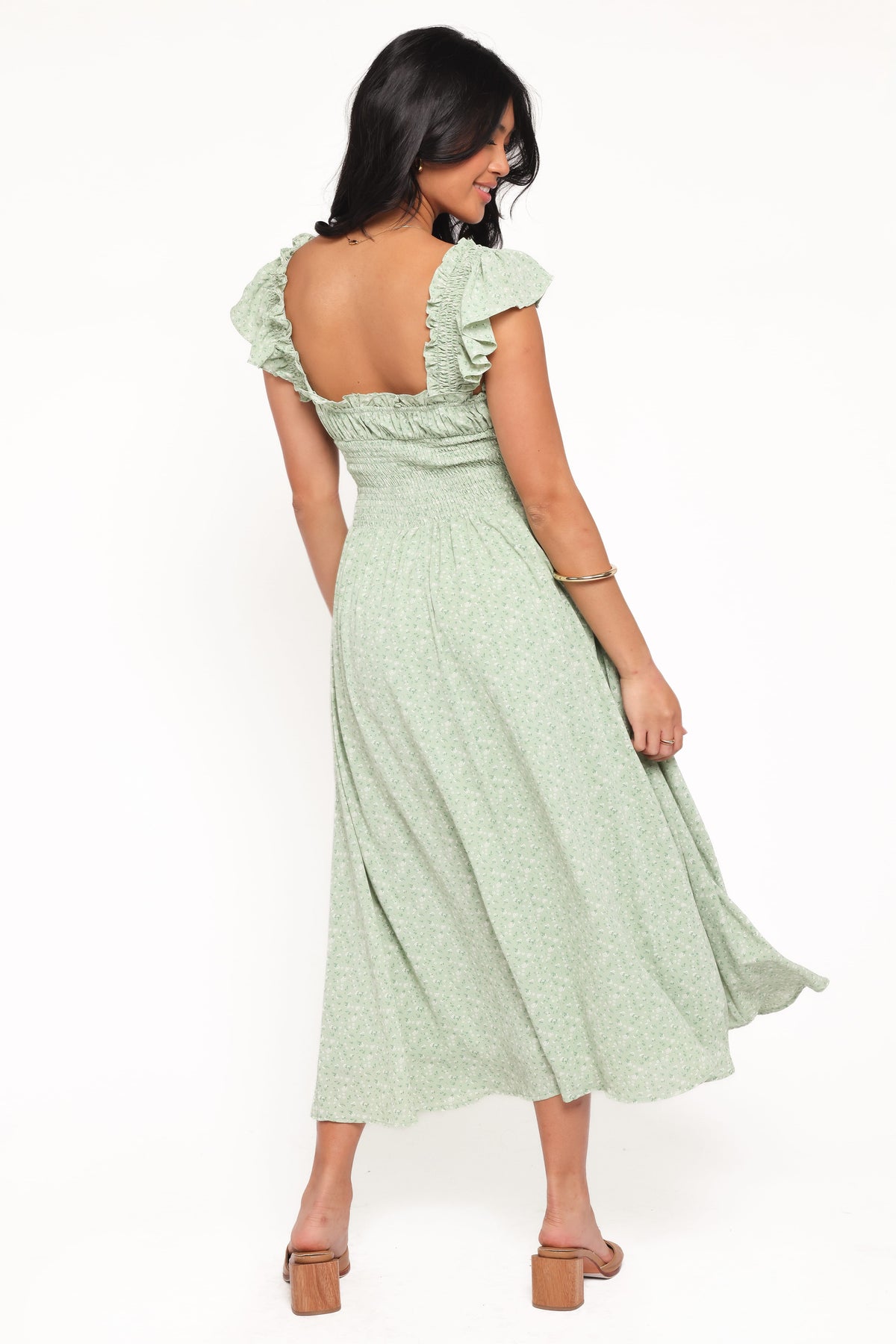 Bronte Midi Dress in Green Floral – view 3 of 6