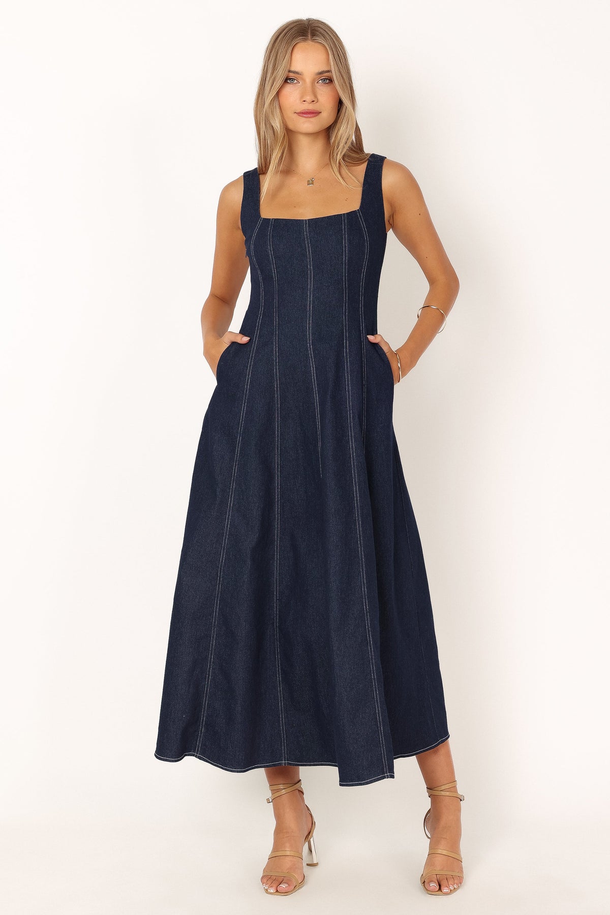 Callum Midi Dress in Dark Denim – view 3 of 9