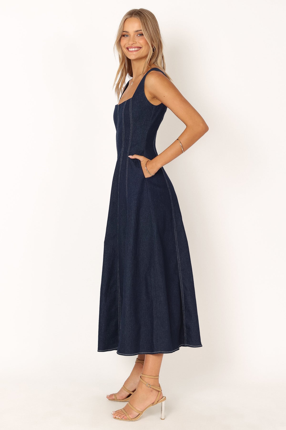 Callum Midi Dress in Dark Denim – view 7 of 9