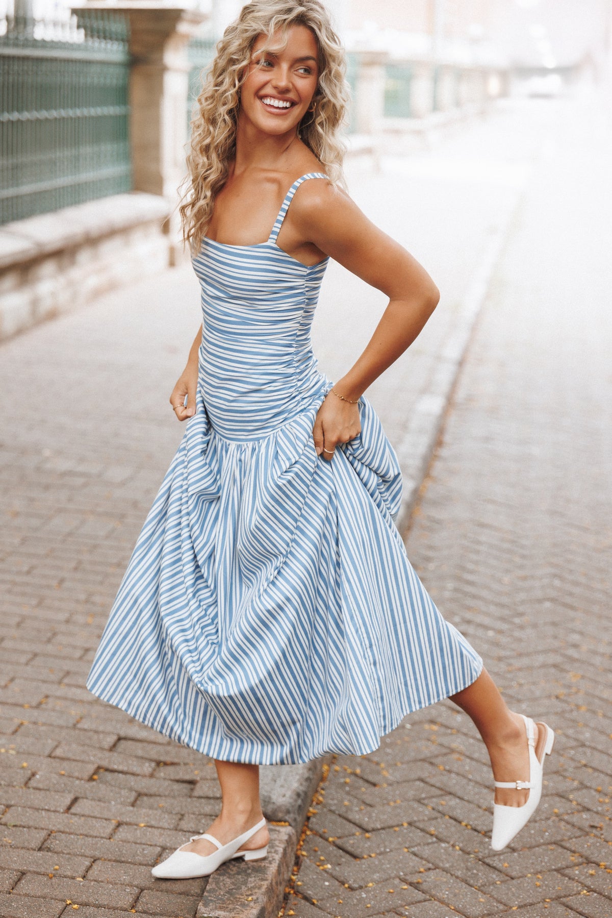 Carlisle Maxi Dress in Blue Stripe – view 1 of 6