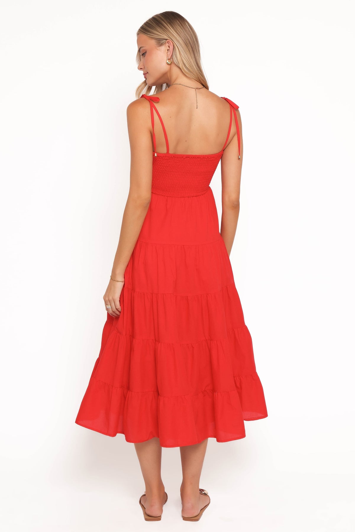 Carrol Shirred Bodice Maxi Dress in Red – view 4 of 6