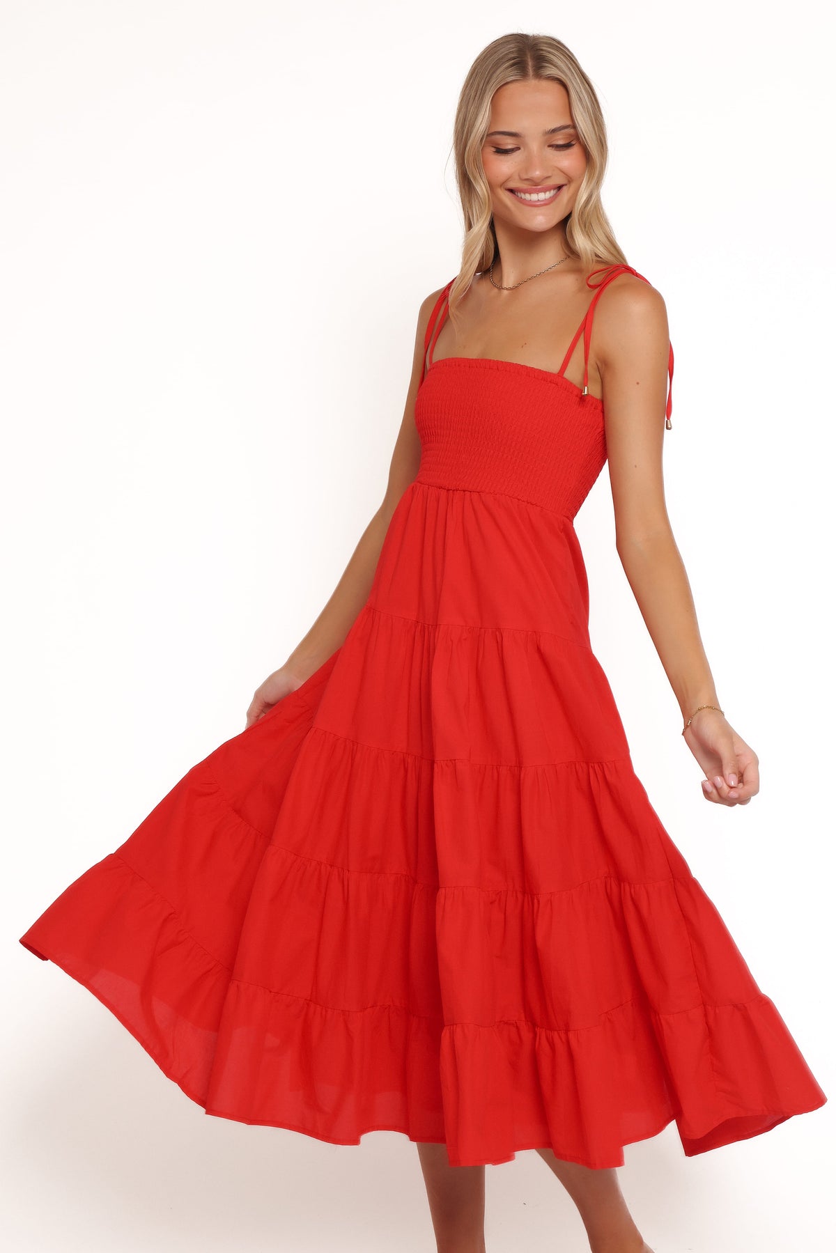 Carrol Shirred Bodice Maxi Dress in Red – view 1 of 6
