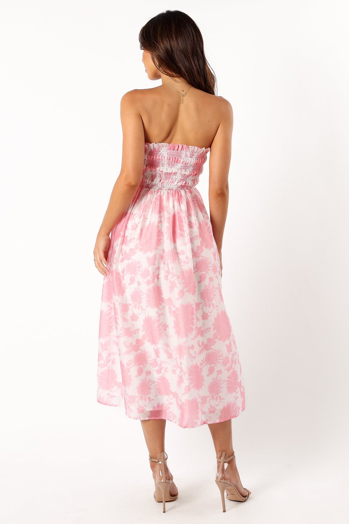 Carter Strapless Midi Dress in Pink Floral – view 4 of 8
