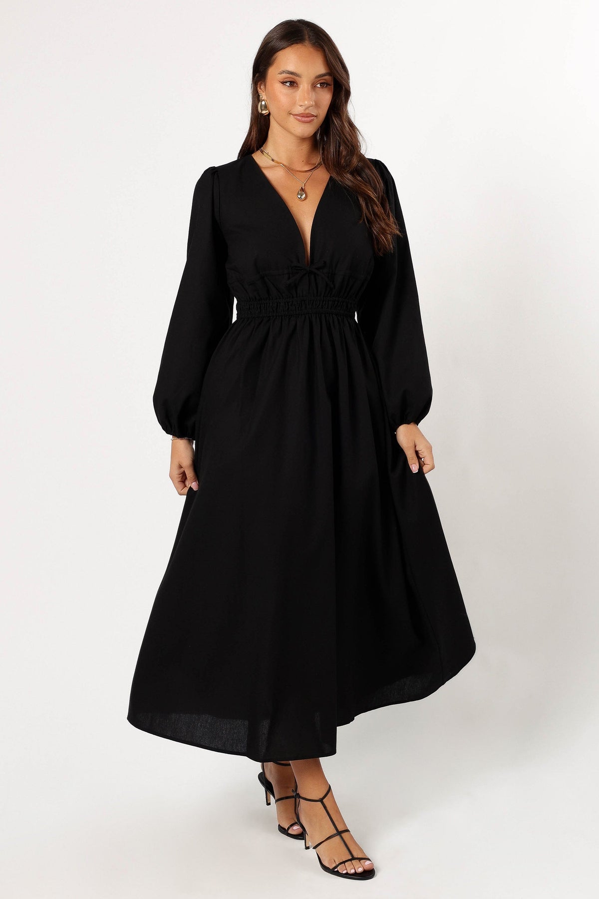 Cece Long Sleeve Maxi Dress in Black – view 5 of 7