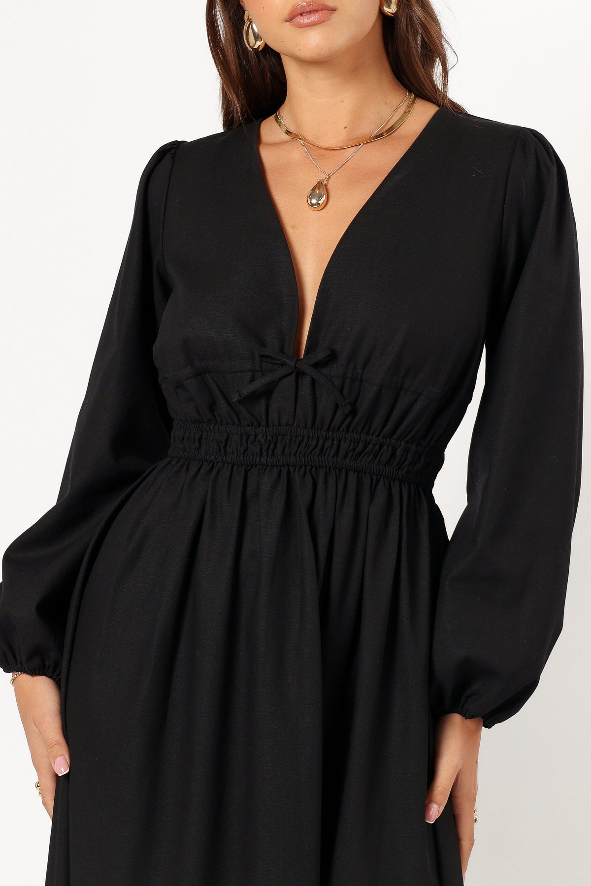 Cece Long Sleeve Maxi Dress in Black – view 6 of 7