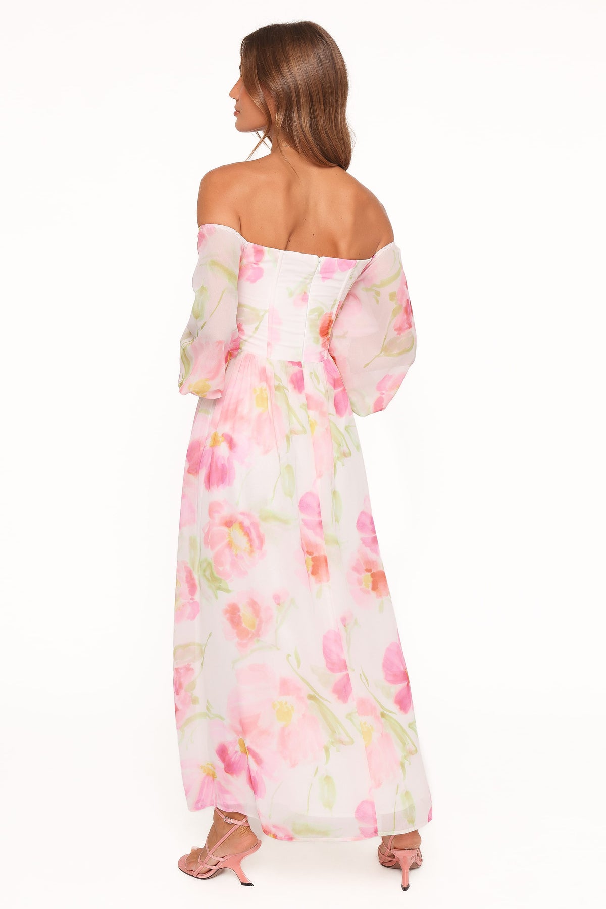 Chantel Off Shoulder Maxi Dress in Pink Garden Floral – view 5 of 6