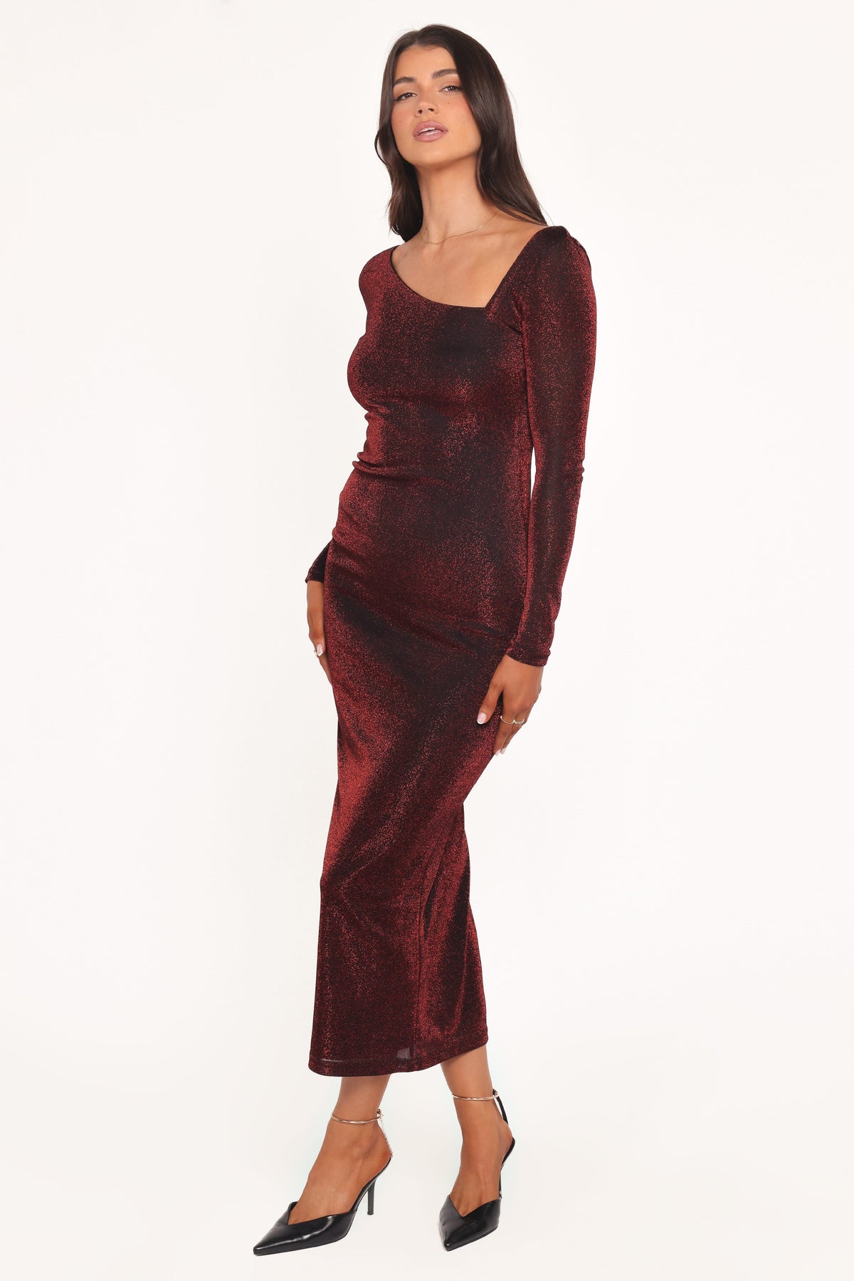 Charles Midi Dress in Burgundy – view 3 of 6