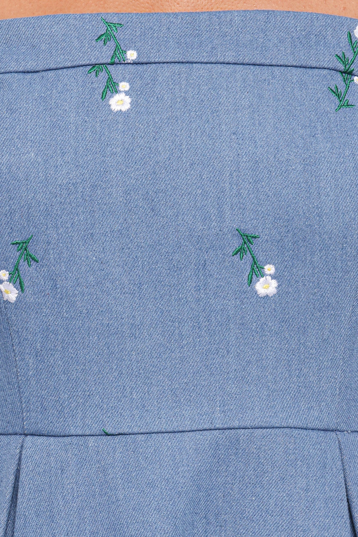 Chelsea Embroidered Midi Dress in Med Denim – view 6 of 6