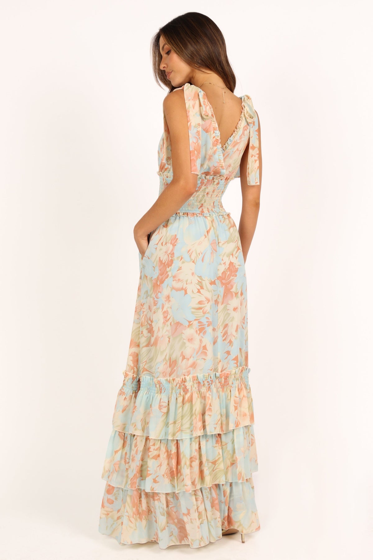 Christabel Tiered Maxi Dress in Blue Floral – view 5 of 9