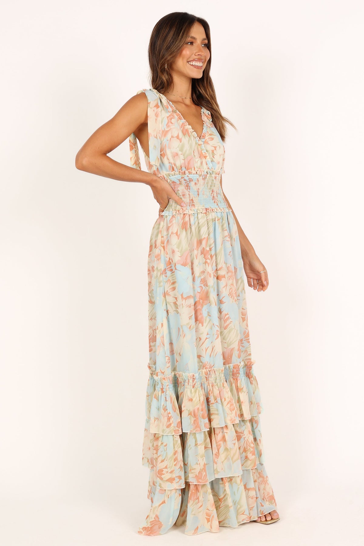 Christabel Tiered Maxi Dress in Blue Floral – view 6 of 9