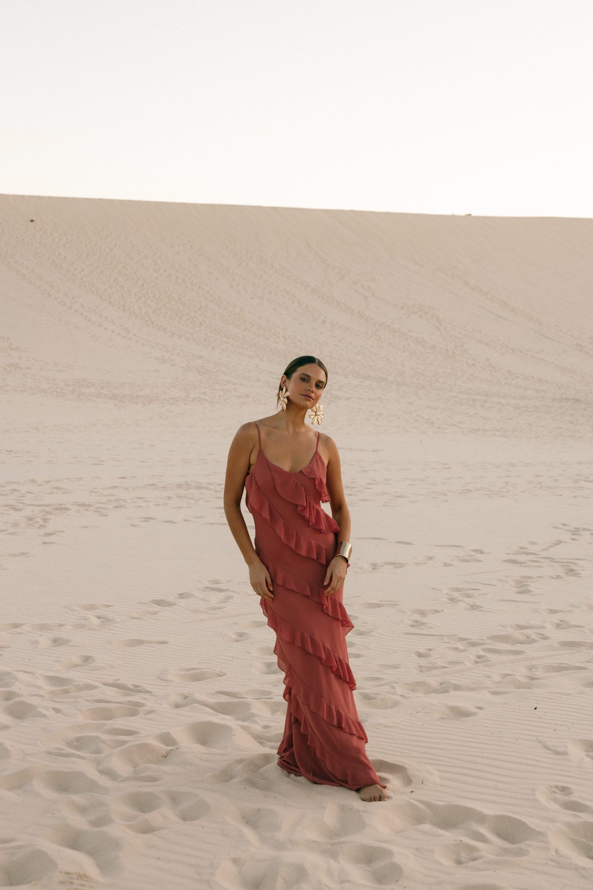 Ciao Ruffles Maxi Dress in Rosewood – view 3 of 10