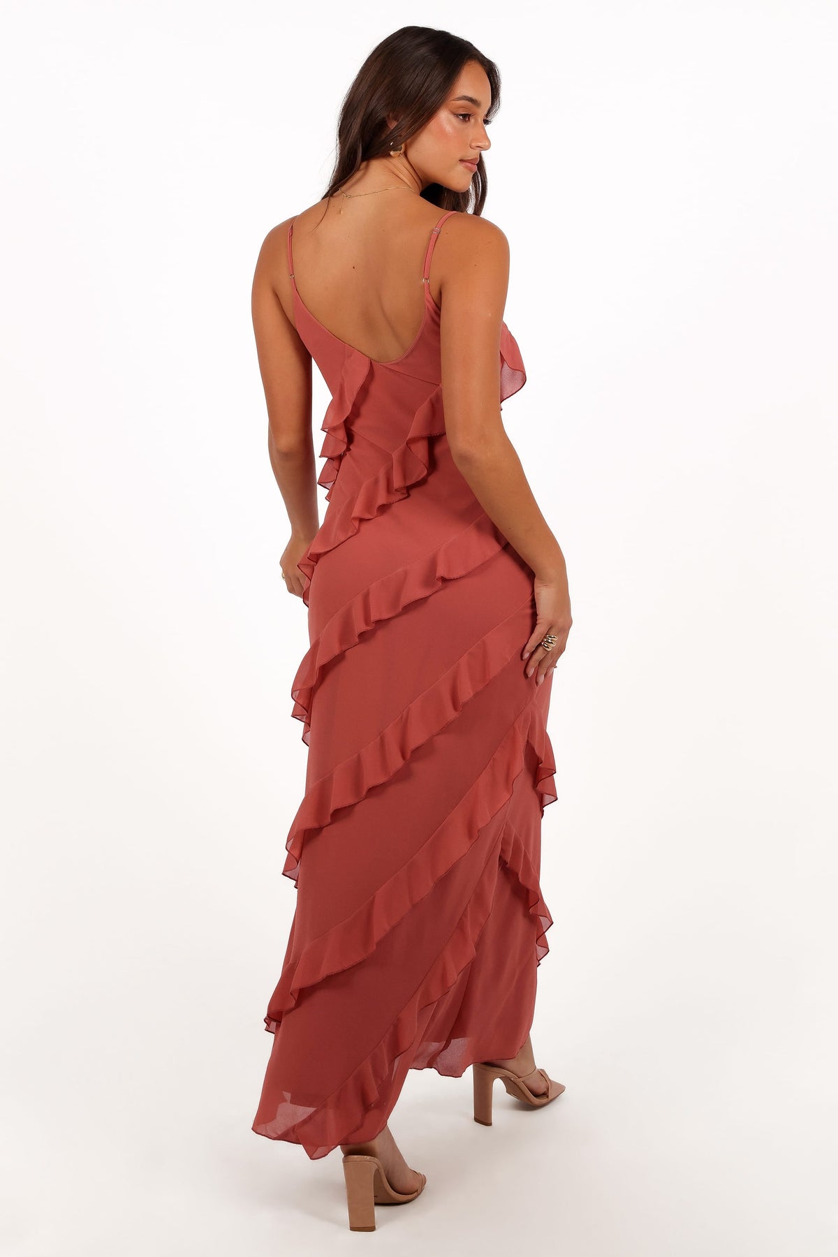 Ciao Ruffles Maxi Dress in Rosewood – view 5 of 10