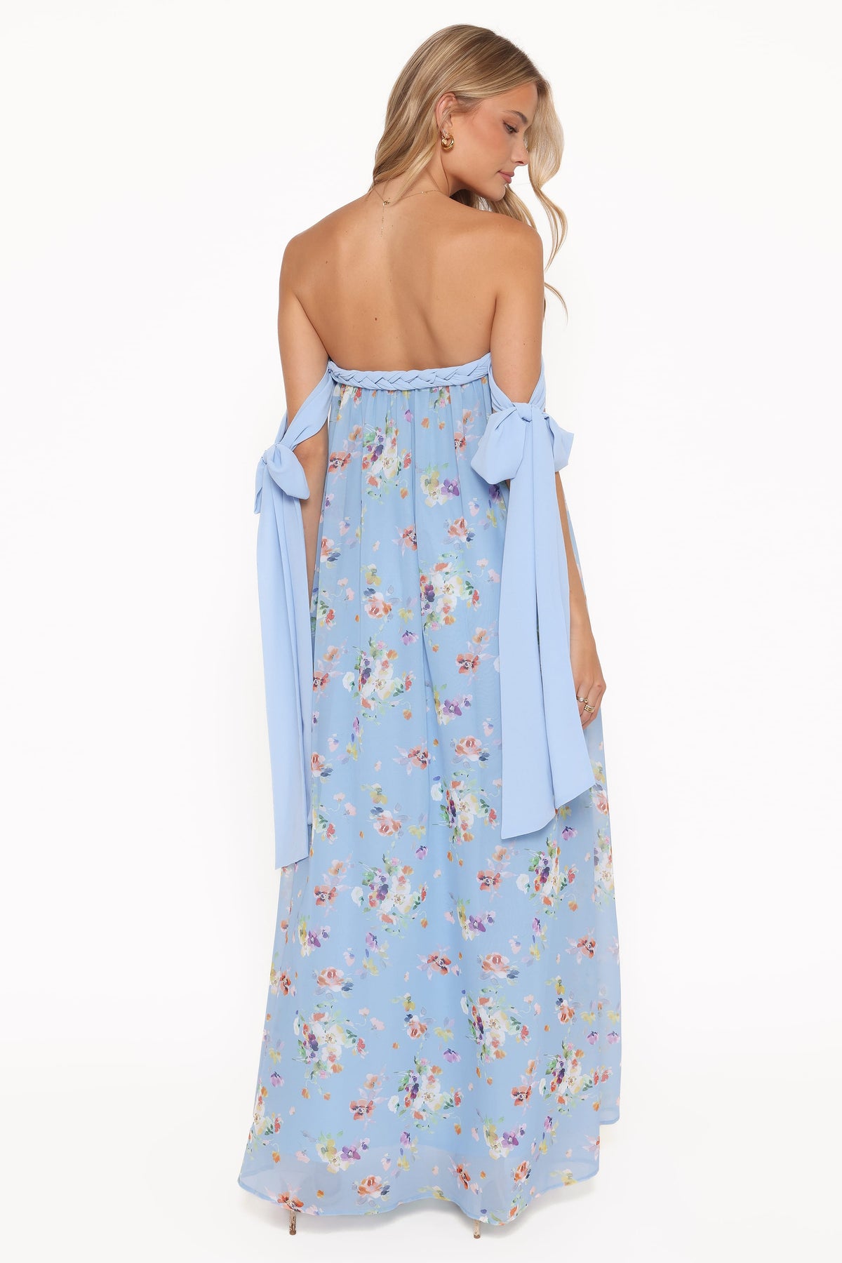 Codie Off Shoulder Maxi Dress in Cornflower Blue Floral – view 5 of 8