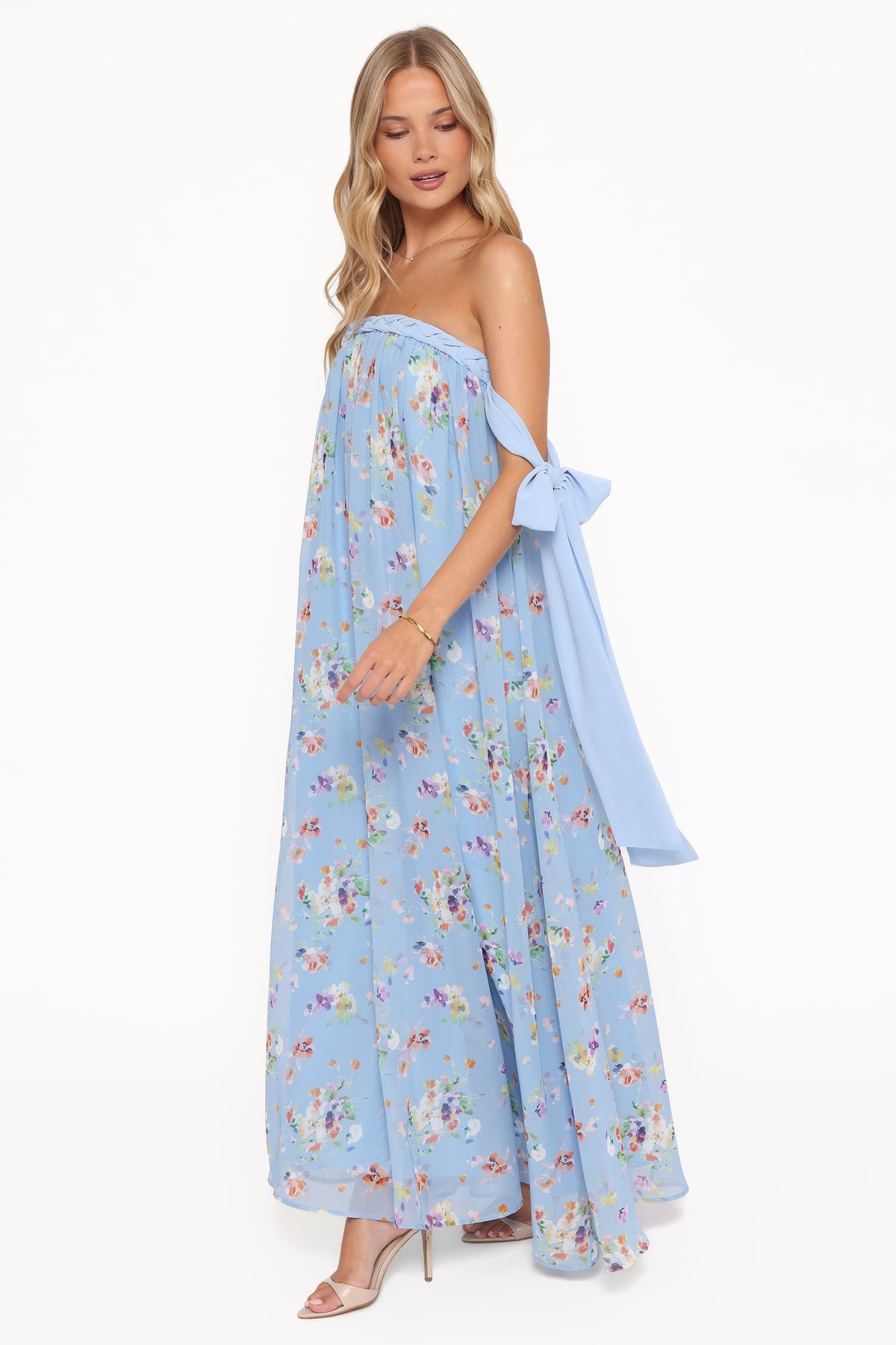 Codie Off Shoulder Maxi Dress in Cornflower Blue Floral – view 4 of 8
