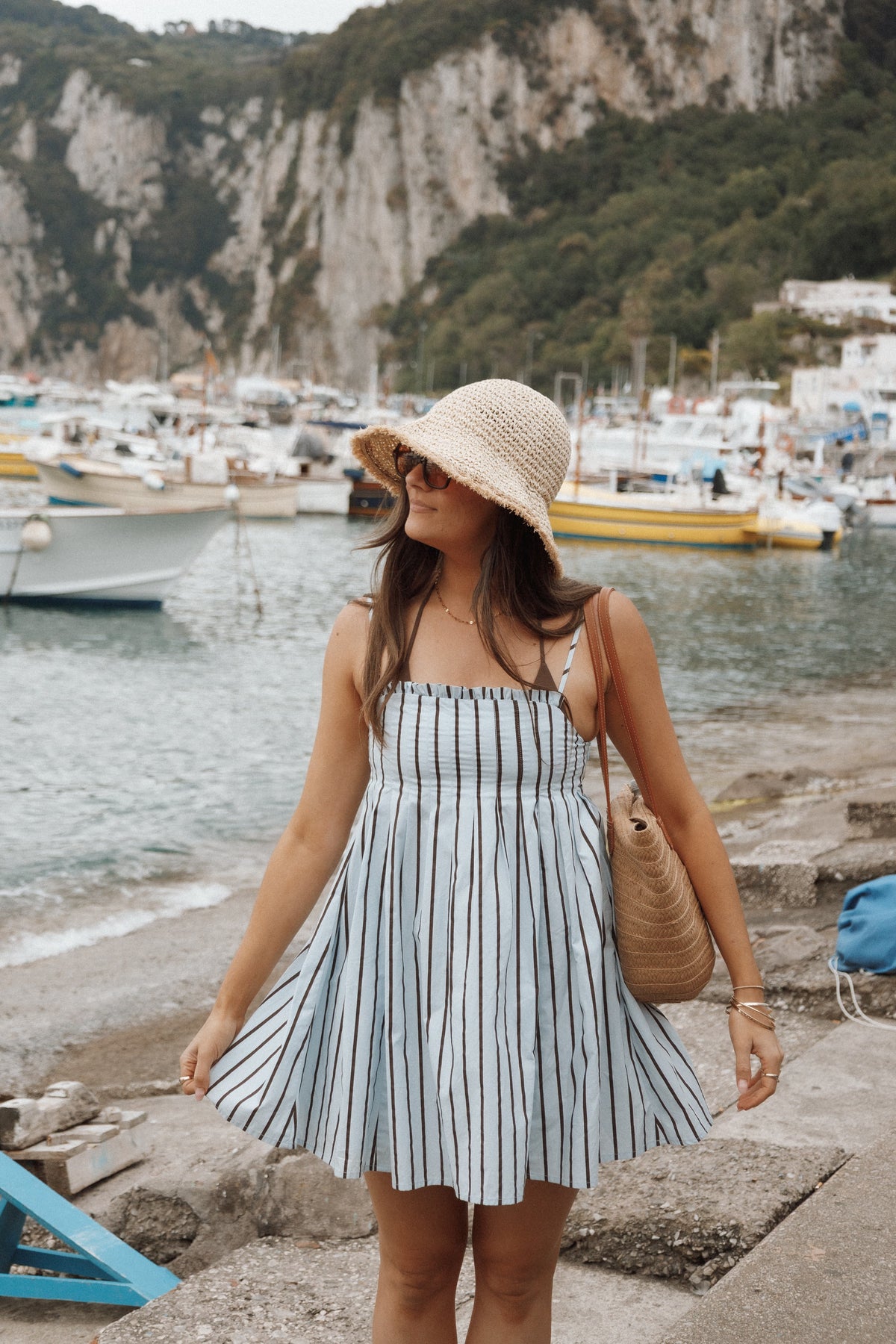 Cole Mini Dress in Blue/Brown Stripe – view 9 of 9