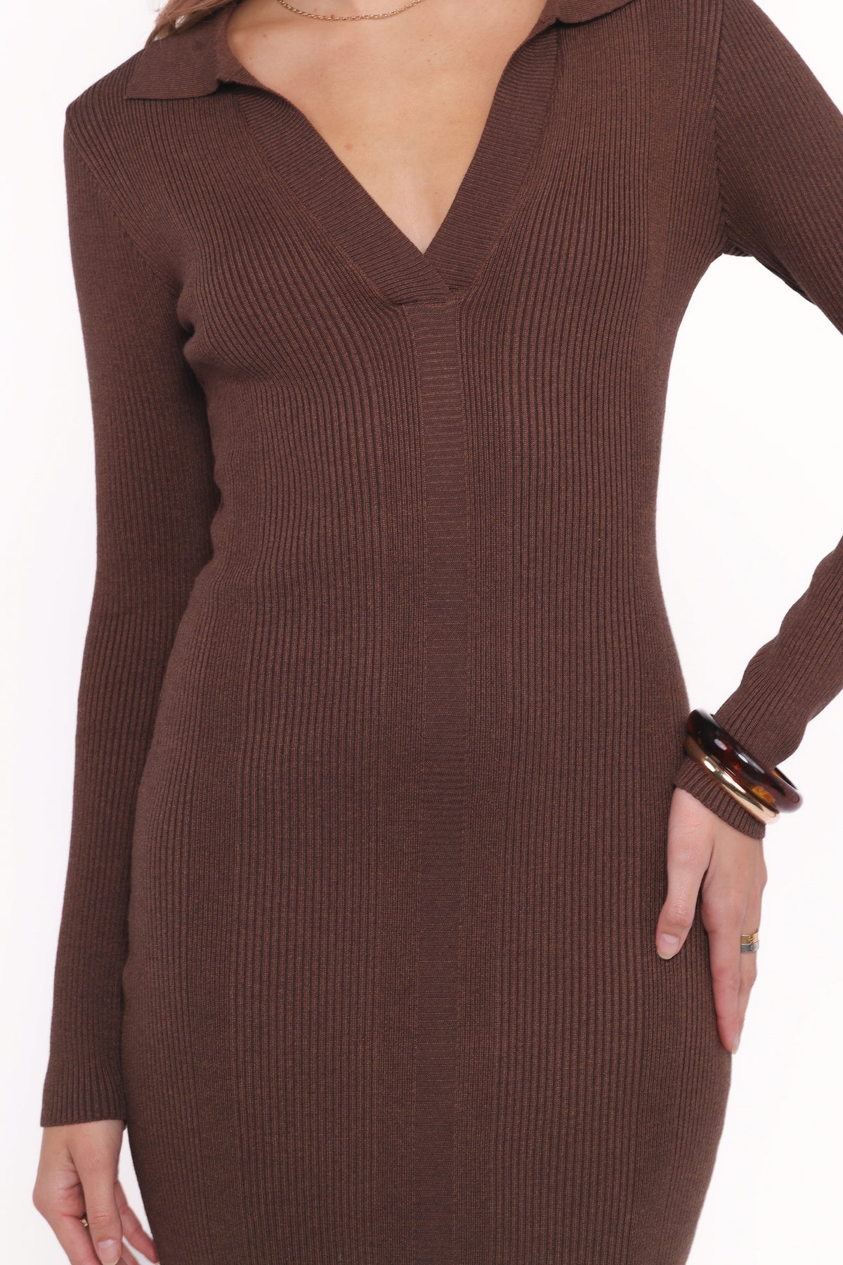 Collins Long Sleeve Midi Dress in Chocolate – view 5 of 6