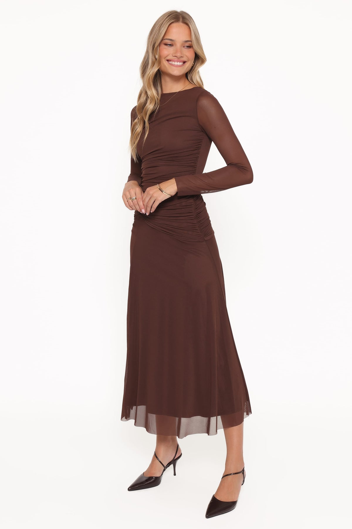 Colton Long Sleeve Maxi Dress in Brown – view 3 of 6