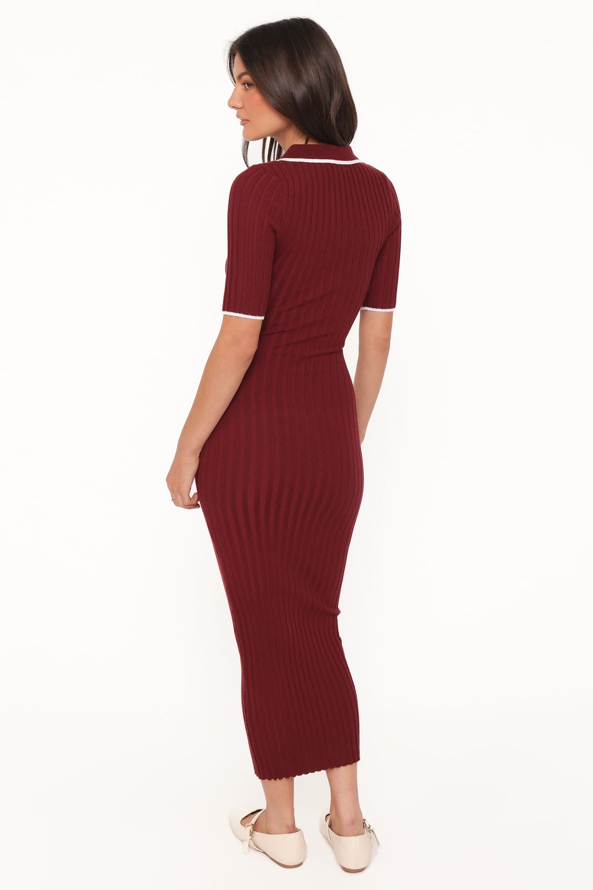 Conner Short Sleeve Knit Dress in Burgundy – view 4 of 6