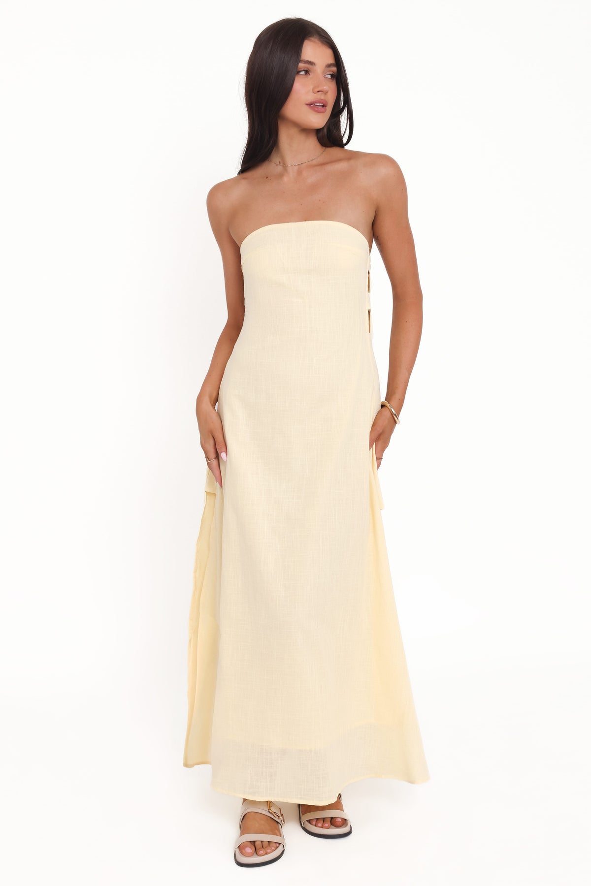 Cyrus Strapless Maxi Dress in Butter Yellow – view 1 of 5