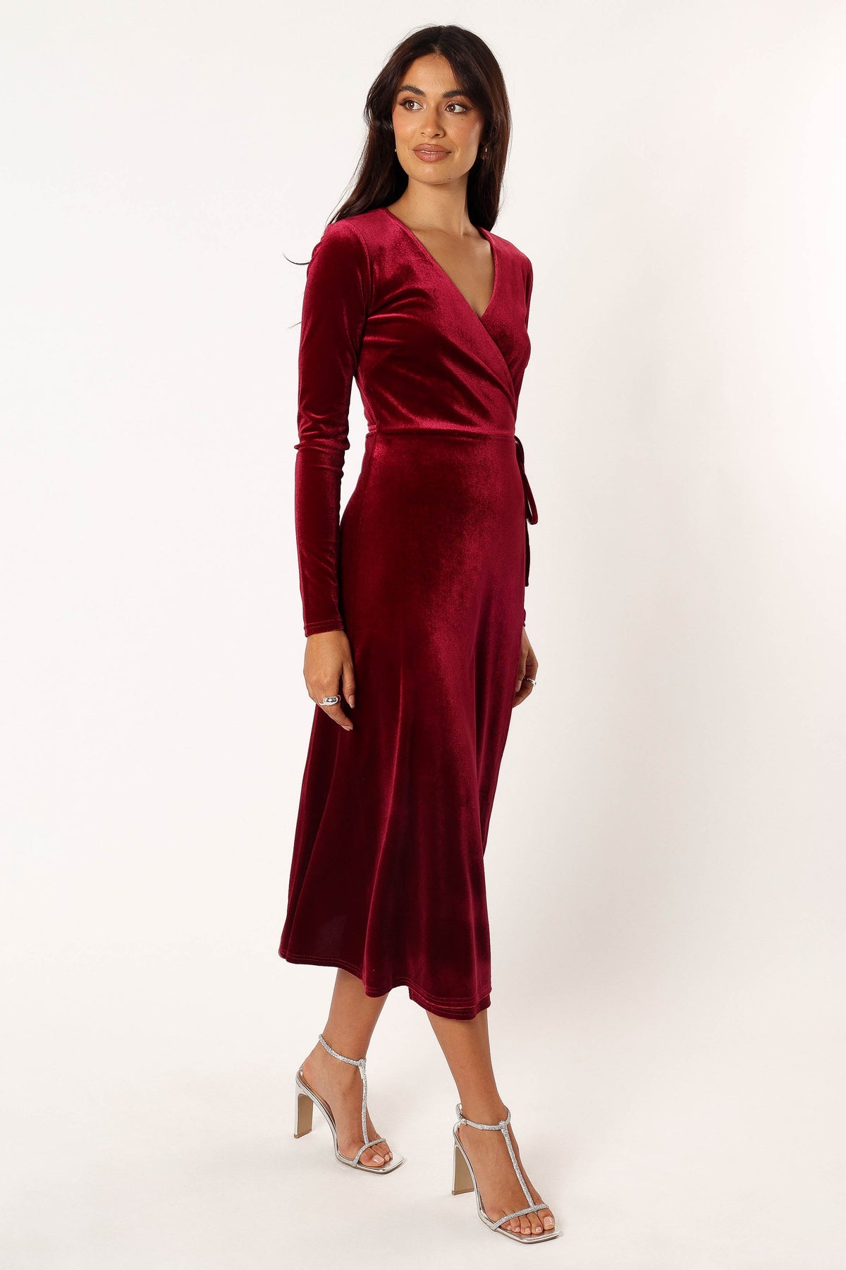Darby Long Sleeve Midi Dress in Burgundy – view 4 of 9
