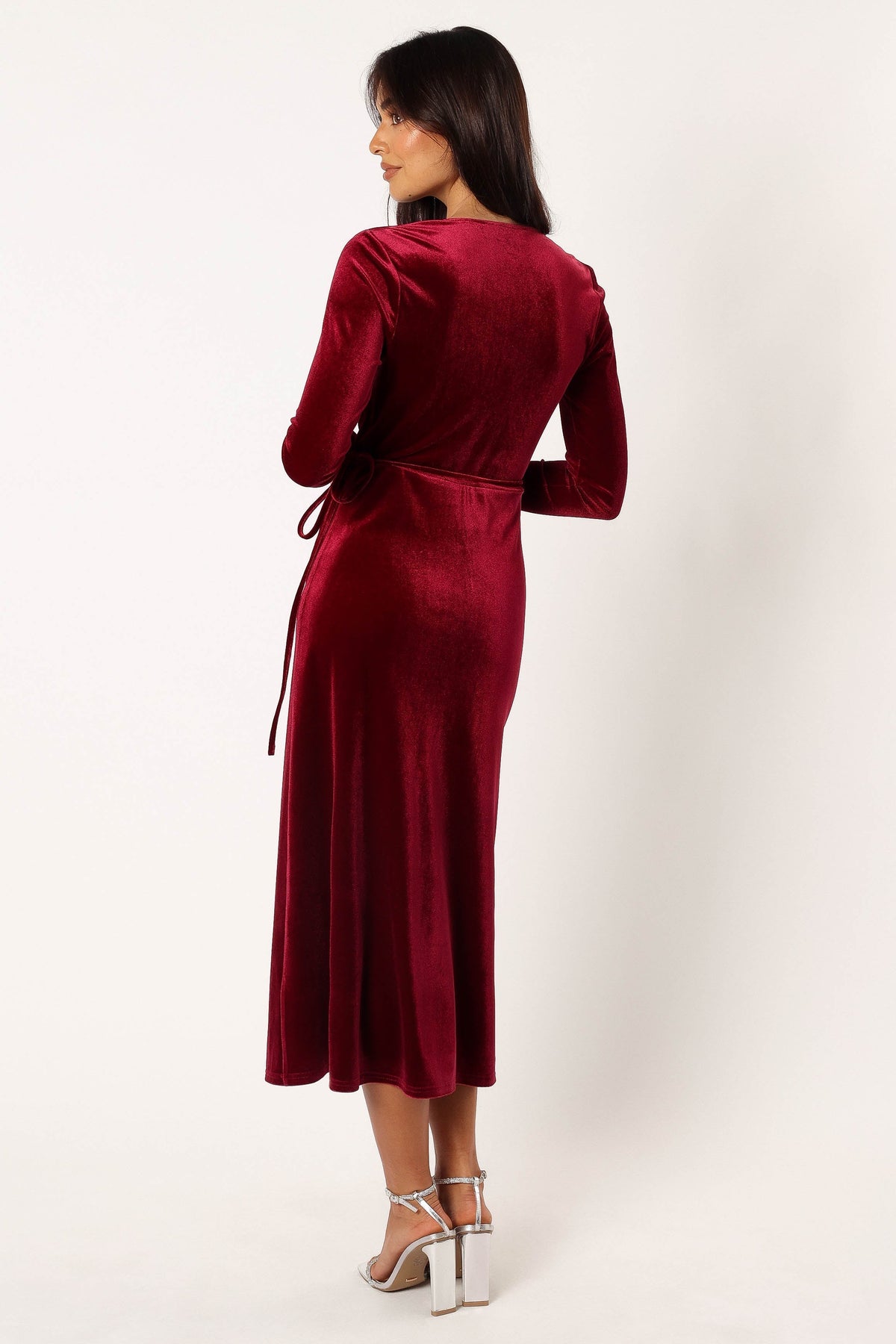 Darby Long Sleeve Midi Dress in Burgundy – view 5 of 9