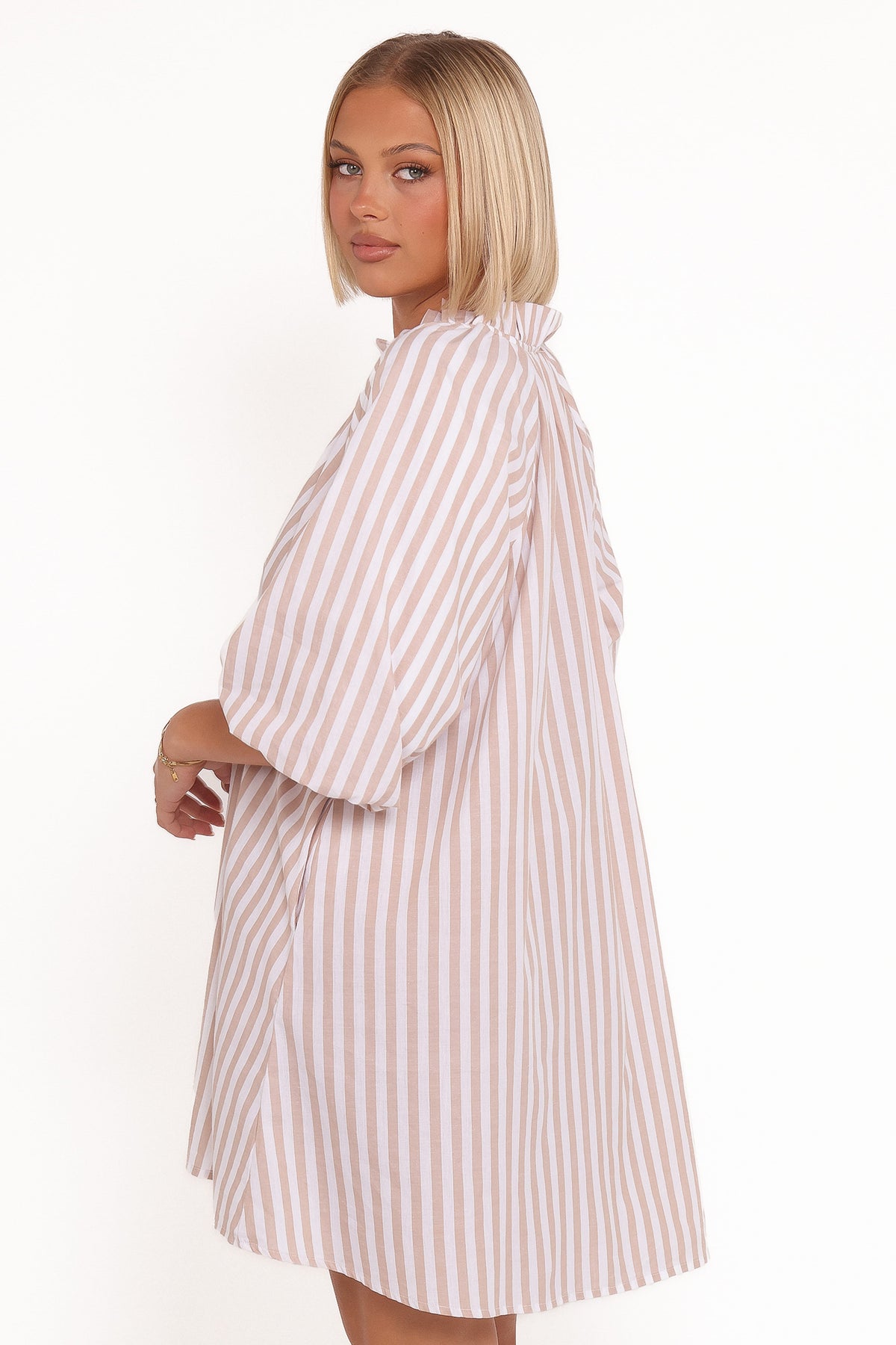Doran Mini Dress in Beige White – view 5 of 8