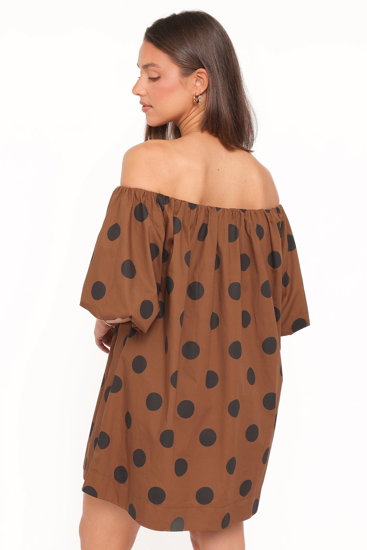 Eddie Mini Dress in Brown Polka Dot – view 3 of 7