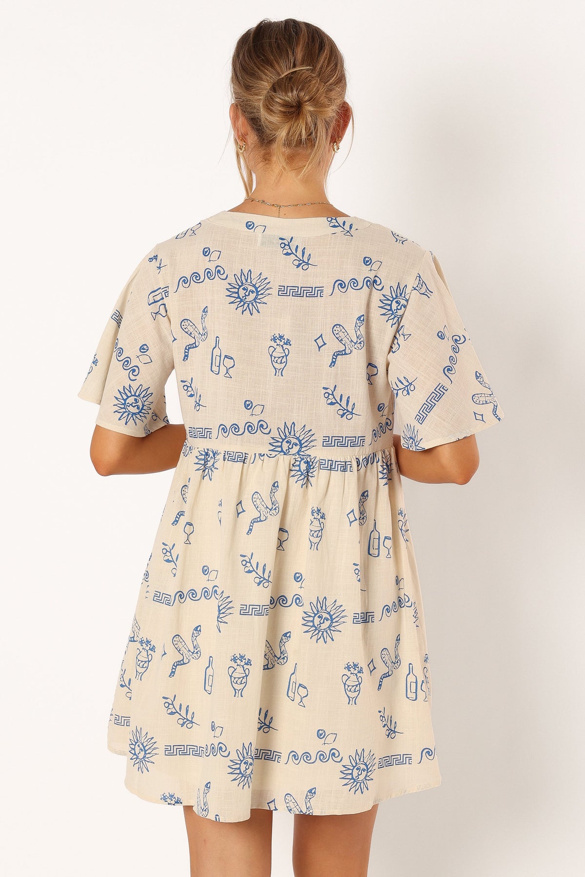 Elias Mini Dress in Beige Blue – view 7 of 9