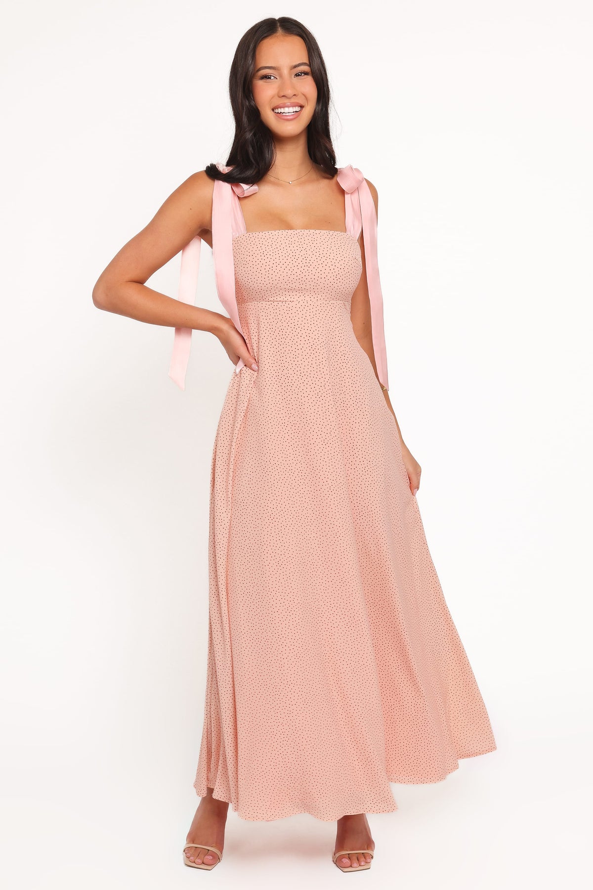 Ellody Maxi Dress in Peach Polka Dot – view 6 of 8