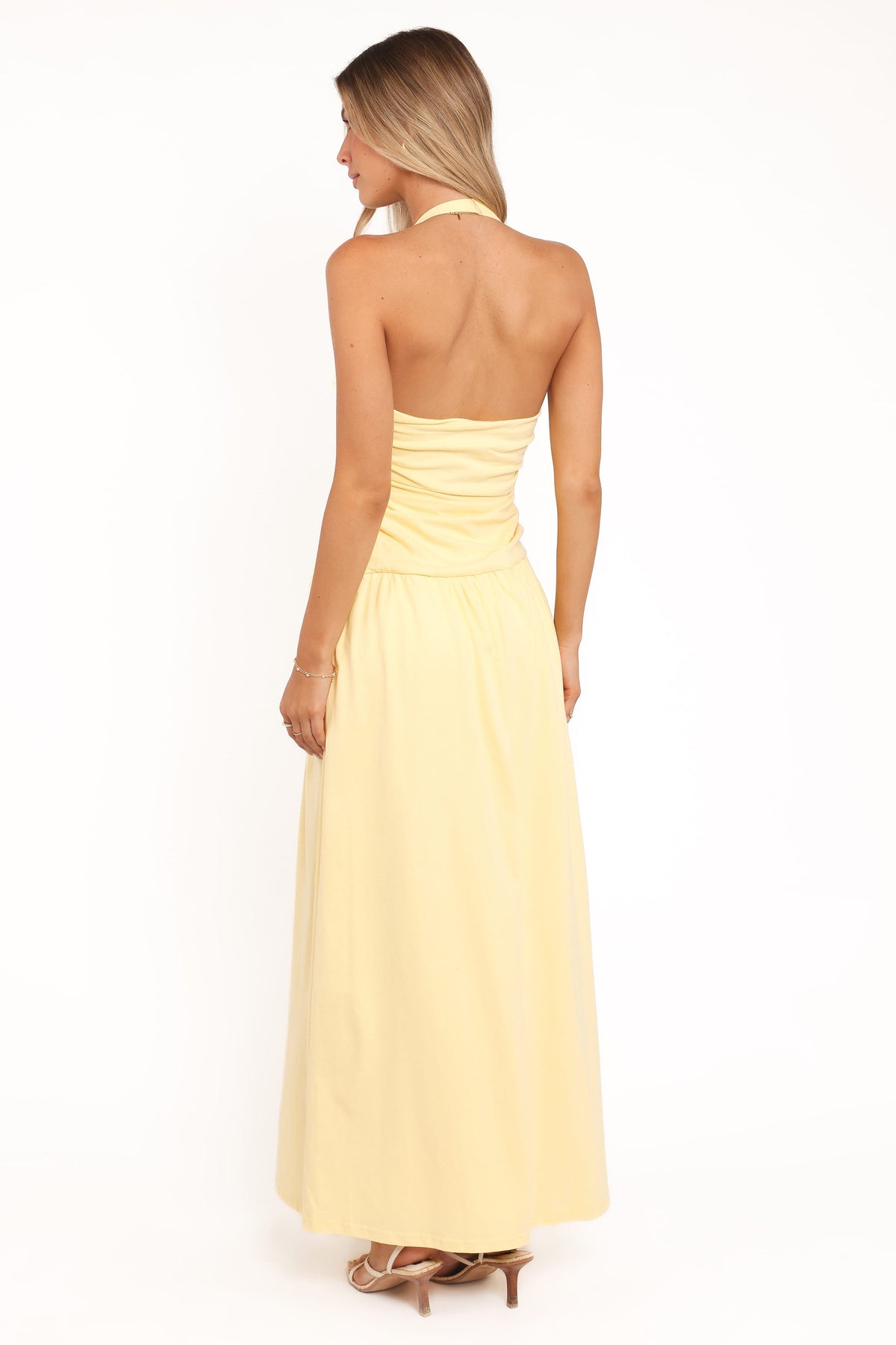 Emalia Halter Maxi Dress in Pale Yellow – view 5 of 8