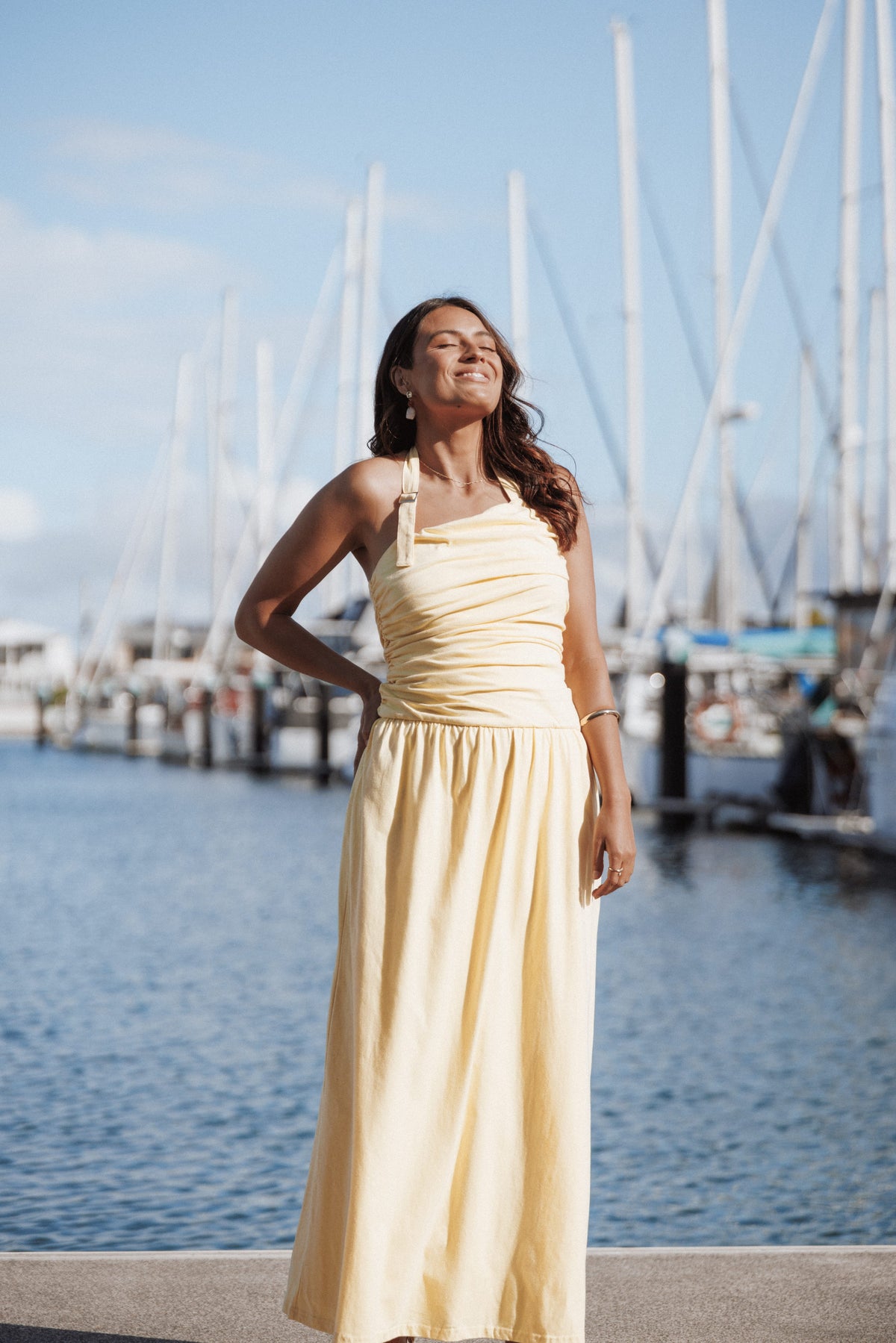 Emalia Halter Maxi Dress in Pale Yellow – view 8 of 8