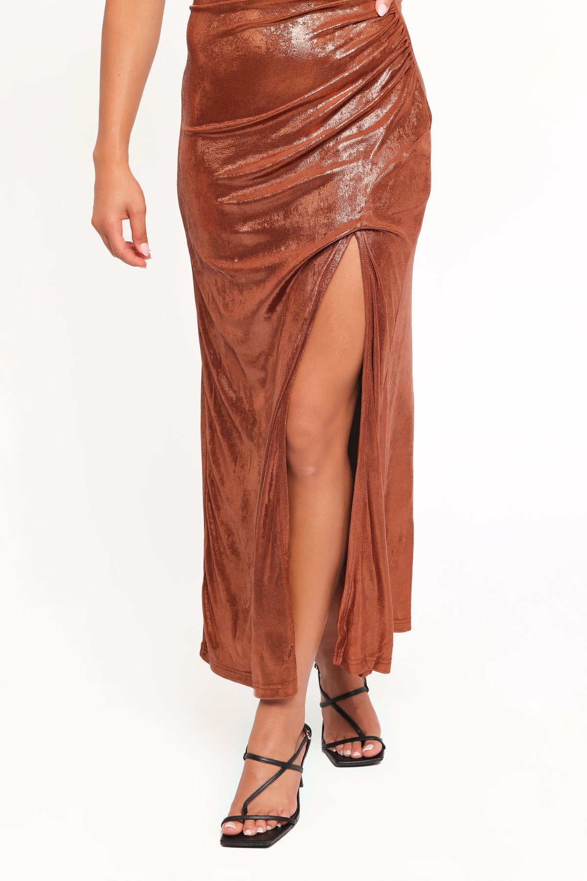 Emerie Sleeveless Metallic Maxi in Bronze – view 3 of 8