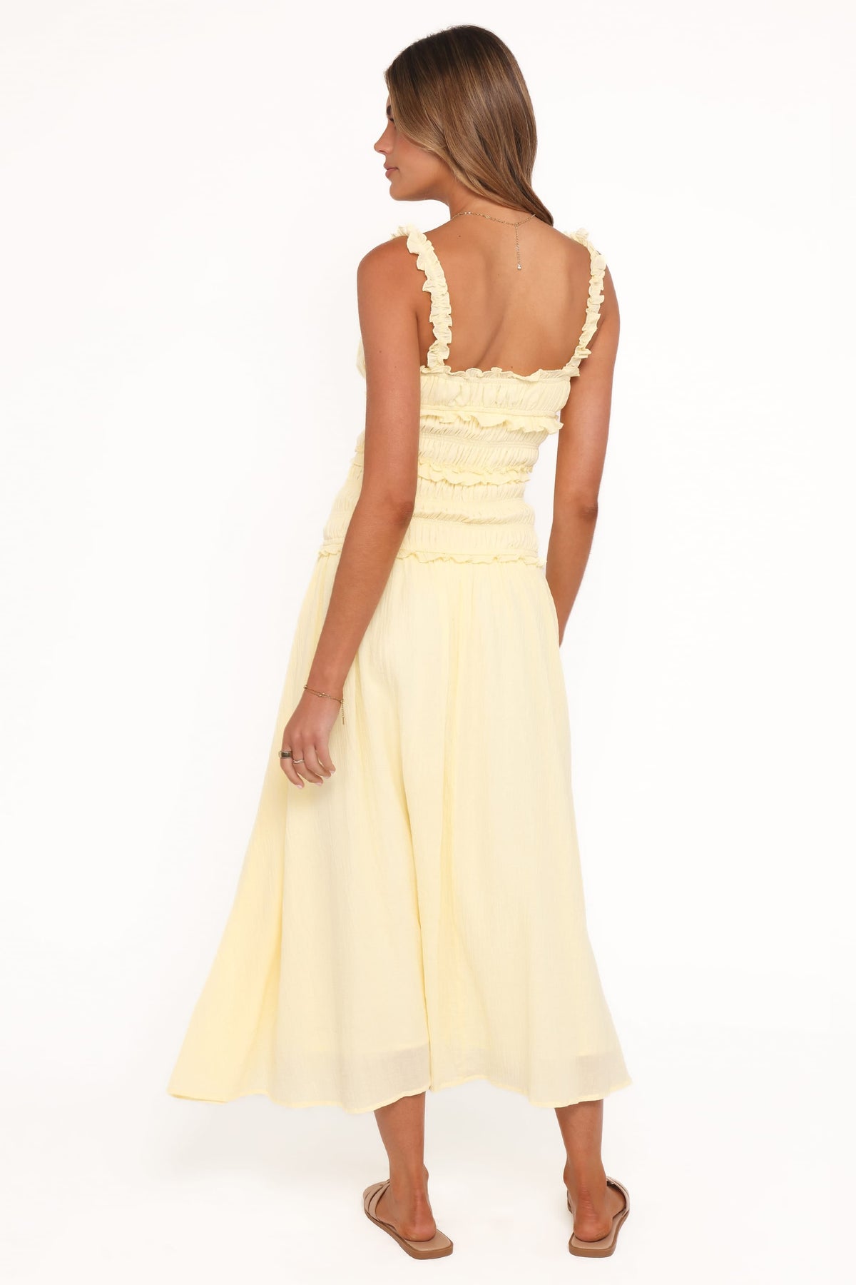 Enola Gather Midi Dress in Yellow – view 5 of 8
