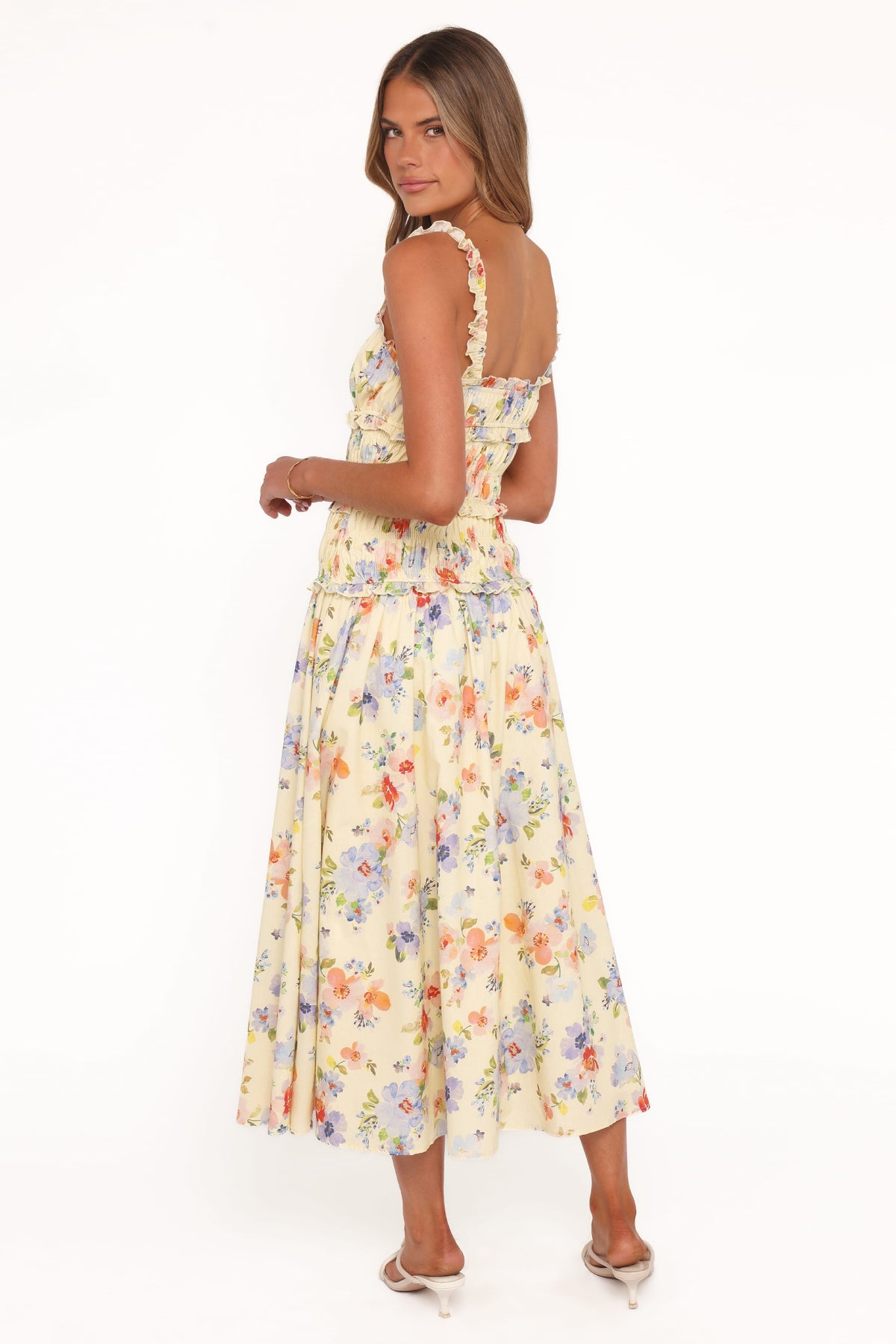 Enola Gather Midi Dress in Yellow Floral – view 5 of 7