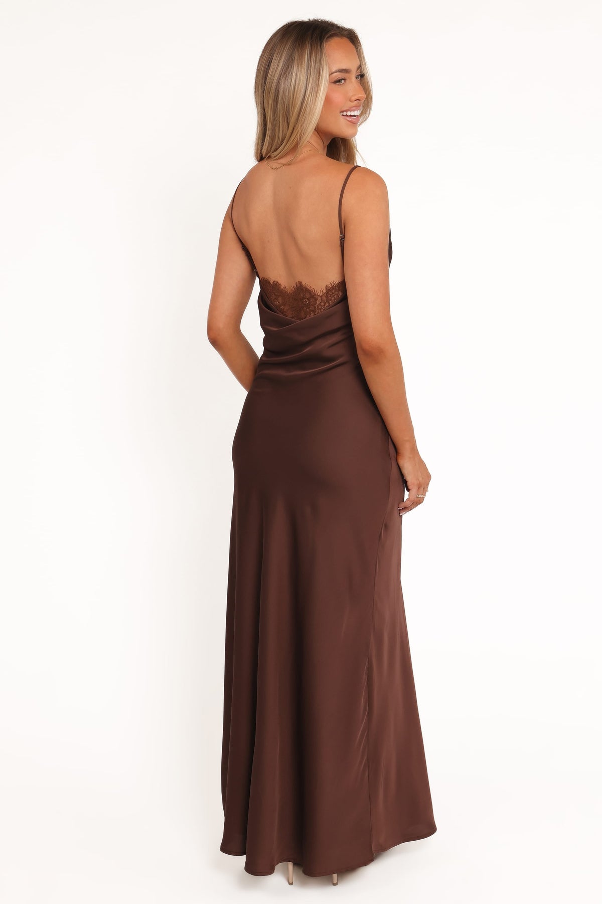 Evana Lace Maxi Dress in Brown – view 3 of 8