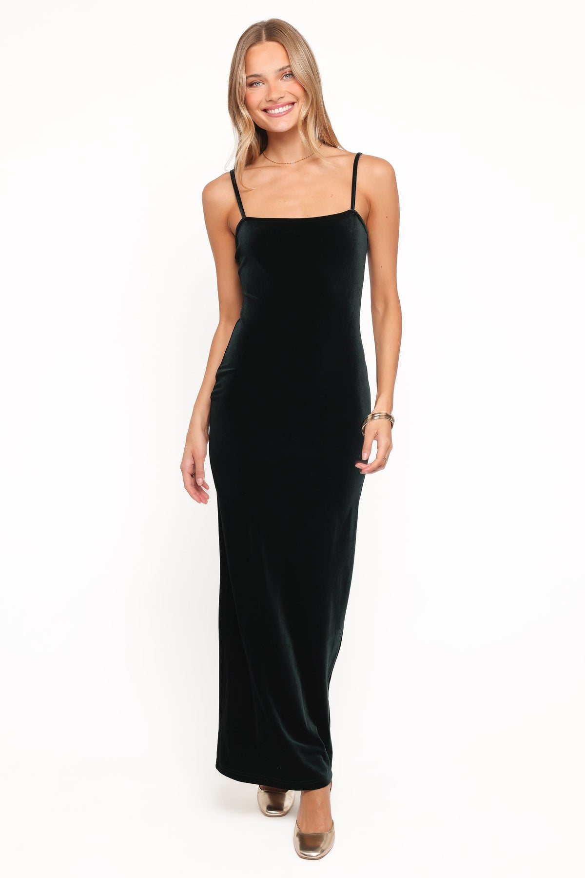 Everlee Maxi Dress in Emerald Velvet – view 1 of 6