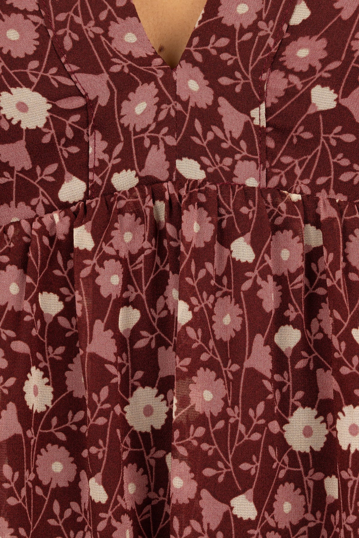 Evian Long Sleeve Maxi Dress in Burgundy Multi – view 8 of 9