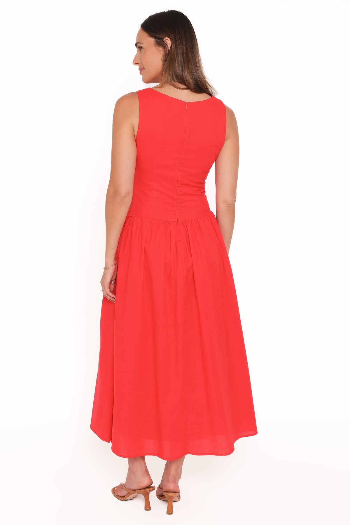 Evie Button Front Maxi Dress in Red – view 4 of 6