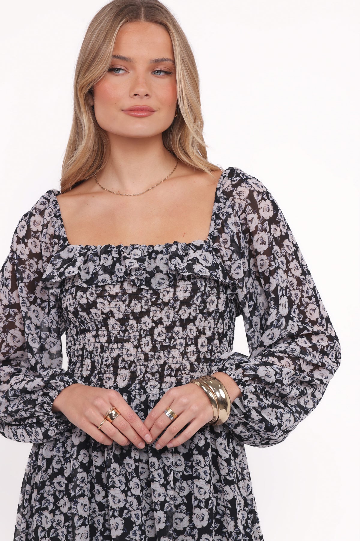 Faith Long Sleeve Maxi Dress in Black Floral – view 2 of 5