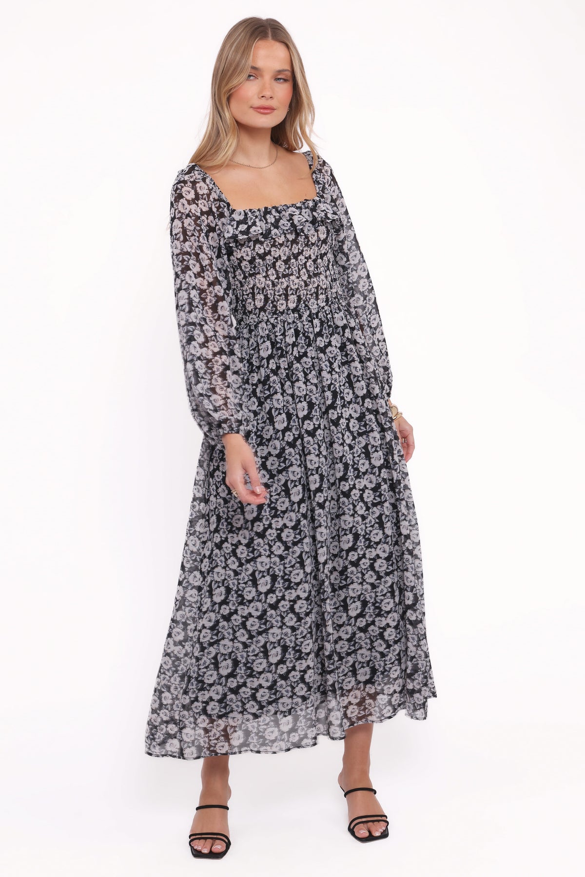 Faith Long Sleeve Maxi Dress in Black Floral – view 1 of 5