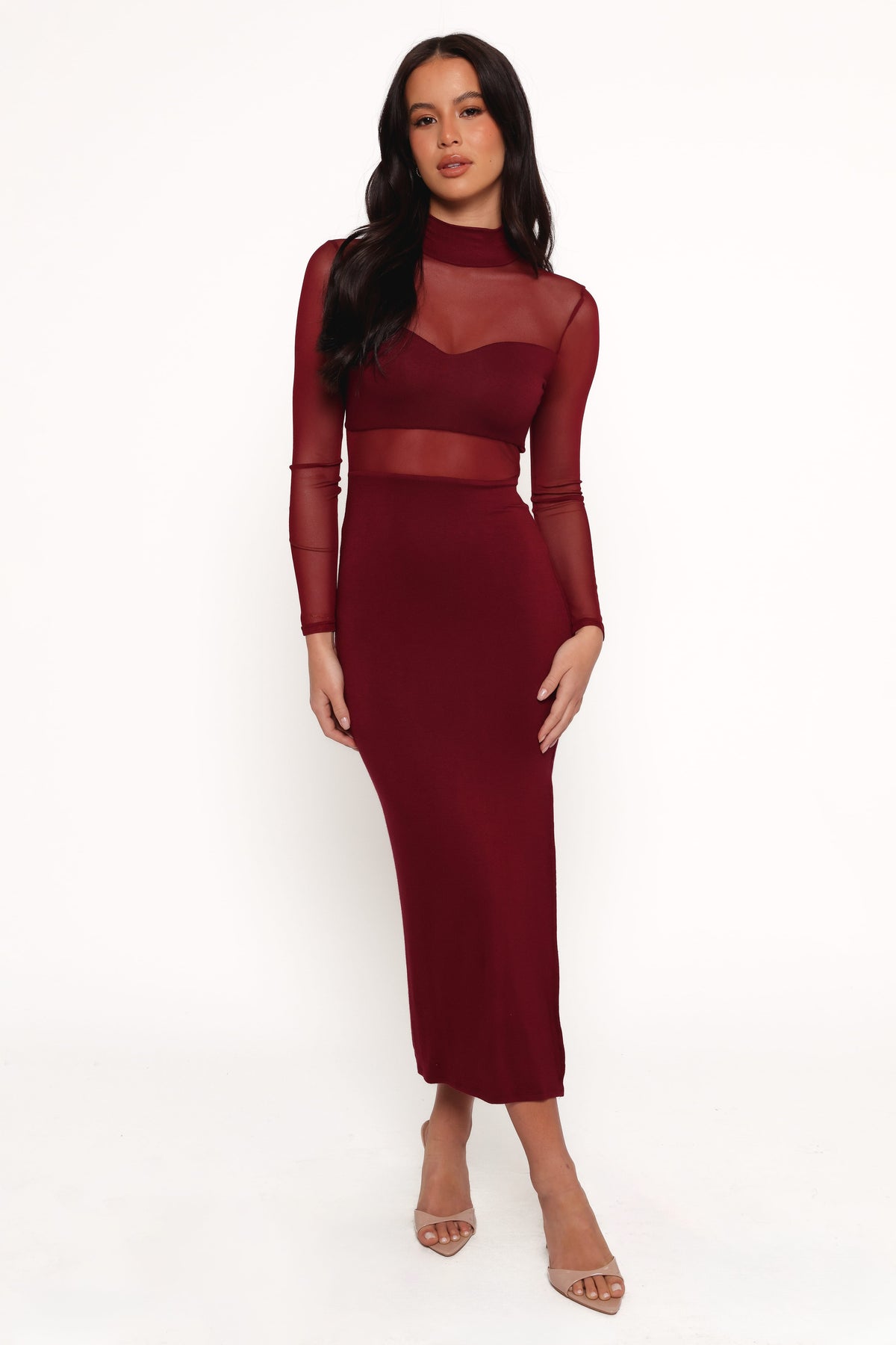 Farrow Long Sleeve Midi Dress in Wine – view 4 of 9