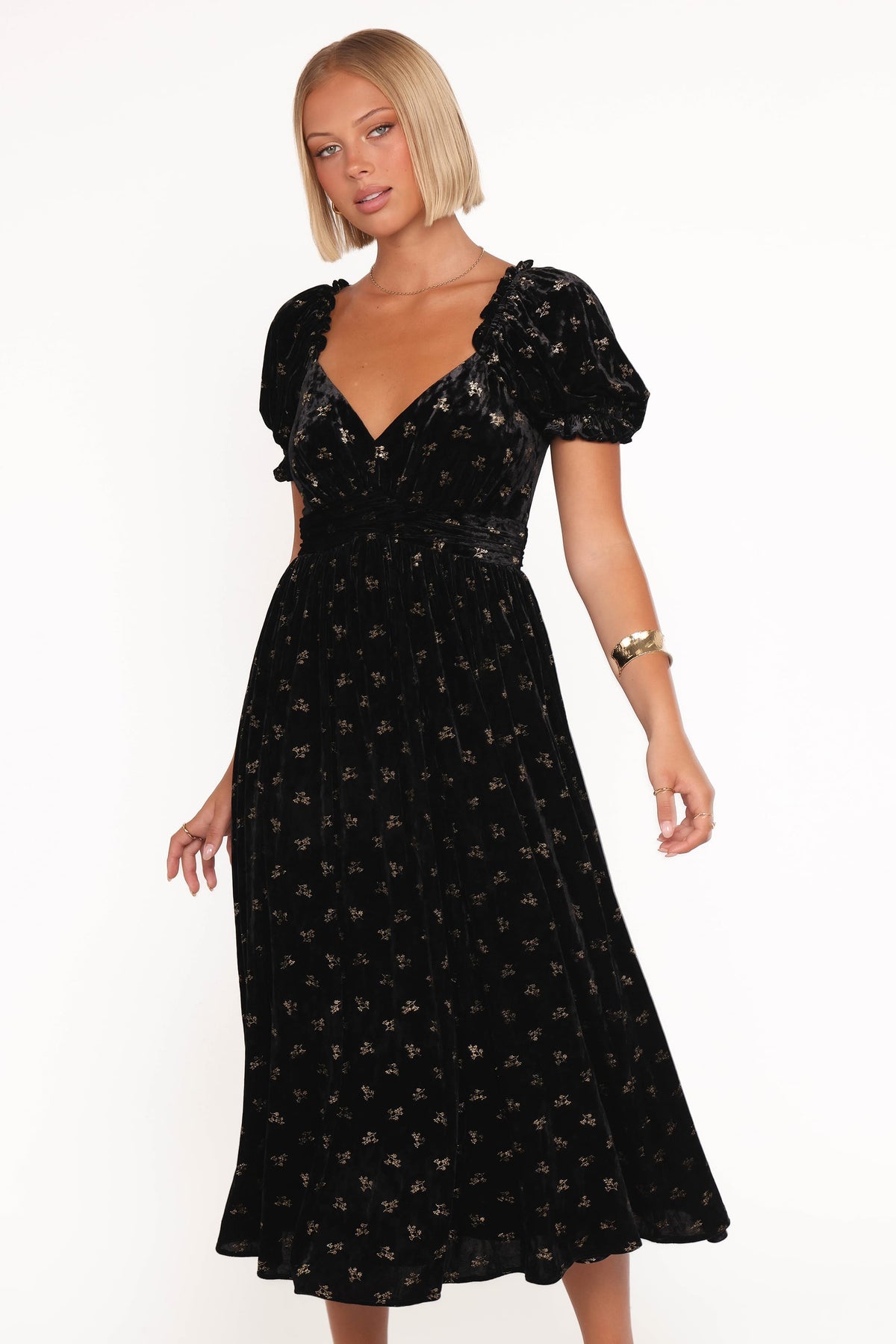 Farryn Maxi Dress in Black/Gold Velvet – view 1 of 7