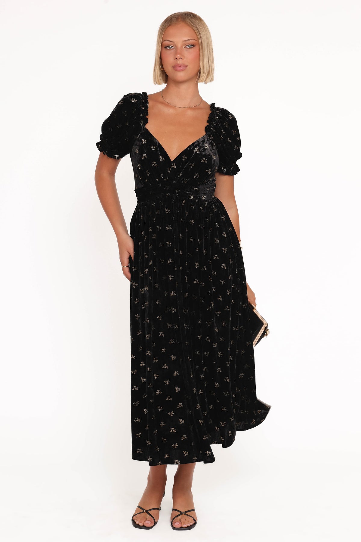 Farryn Maxi Dress in Black/Gold Velvet – view 6 of 7