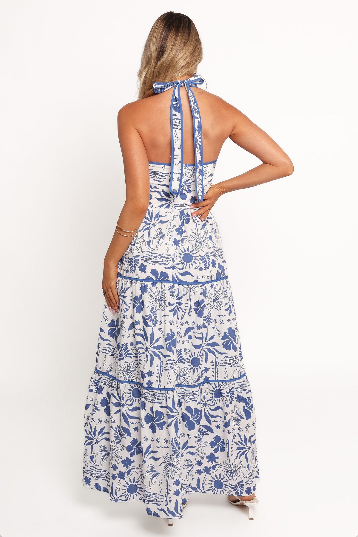 Fernanda Halterneck Maxi Dress in Blue Tropical – view 4 of 8