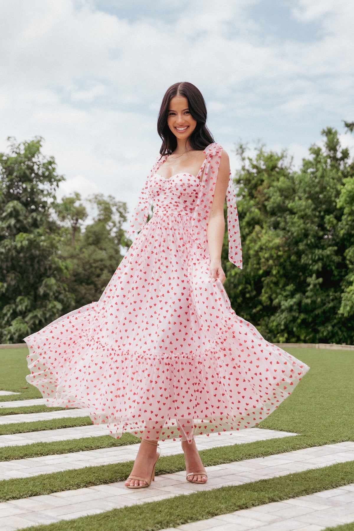 Floret Midi Dress in Red Hearts – view 1 of 7